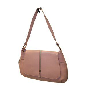 Wilsons Leather Light Pale Pink Leather Shoulder Bag W Zip Pockets Zip To Widen